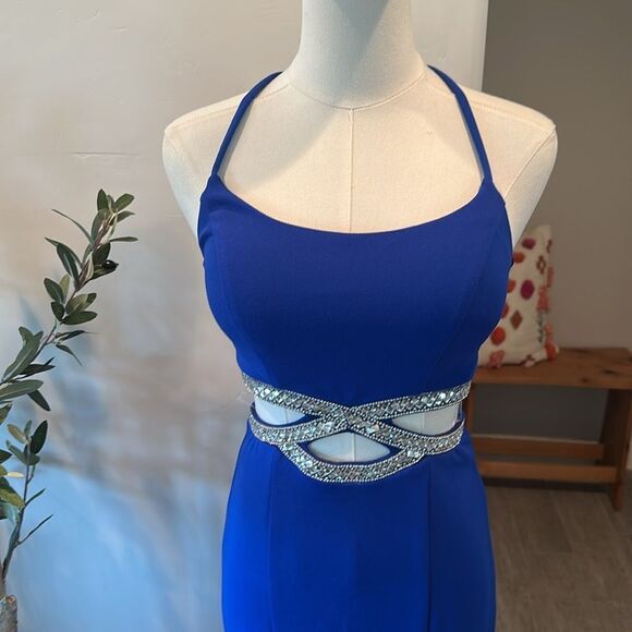 Nordstrom Speechless Spaghetti Strap Beaded Cut-Out Waist Long Dress New! - Picture 7 of 11